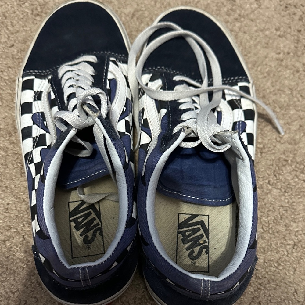Vans Navy and White Checkerboard Sneakers
